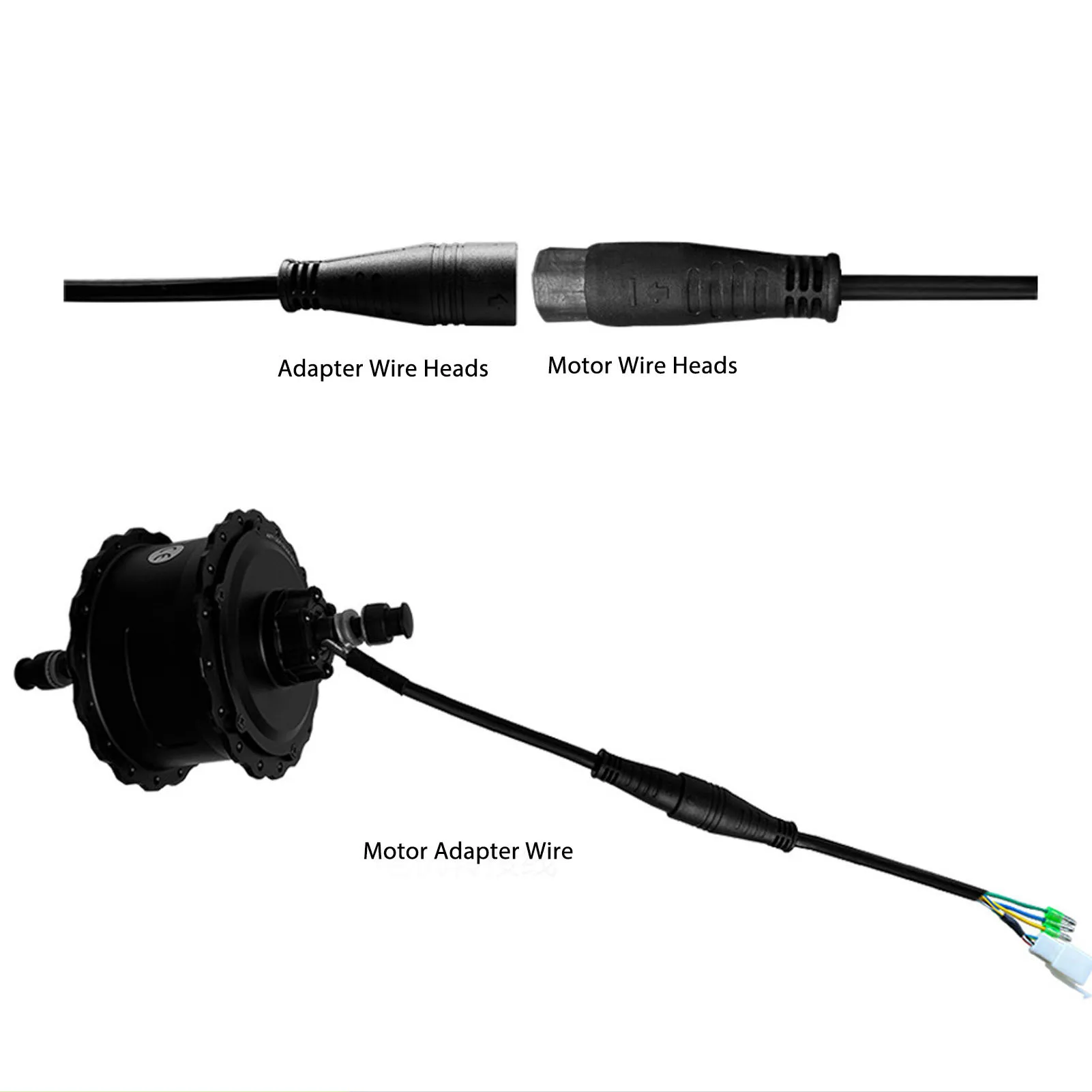 Cable adaptador de motor de bicicleta eléctrica con conector hembra de 9 pines resistente al agua, compatible con motor de 250W-500W