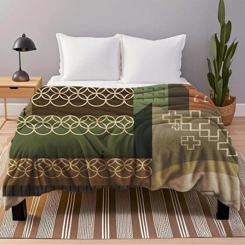 

Flannel Soft Multi-Use Blankets In Brum Daily Geometric Pattern Microfiber Bedspread Faux Fur Throw Wrinkle-Resistant Blanket