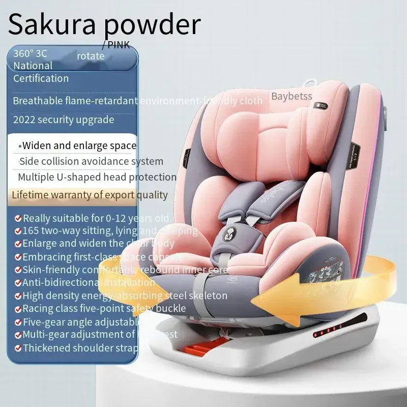 Baby Safety Seat Can Sit or Recline Portable Car Seat 360 Degree Swivel Two-way Seat Comfortable Adjustable Child Safety Seat