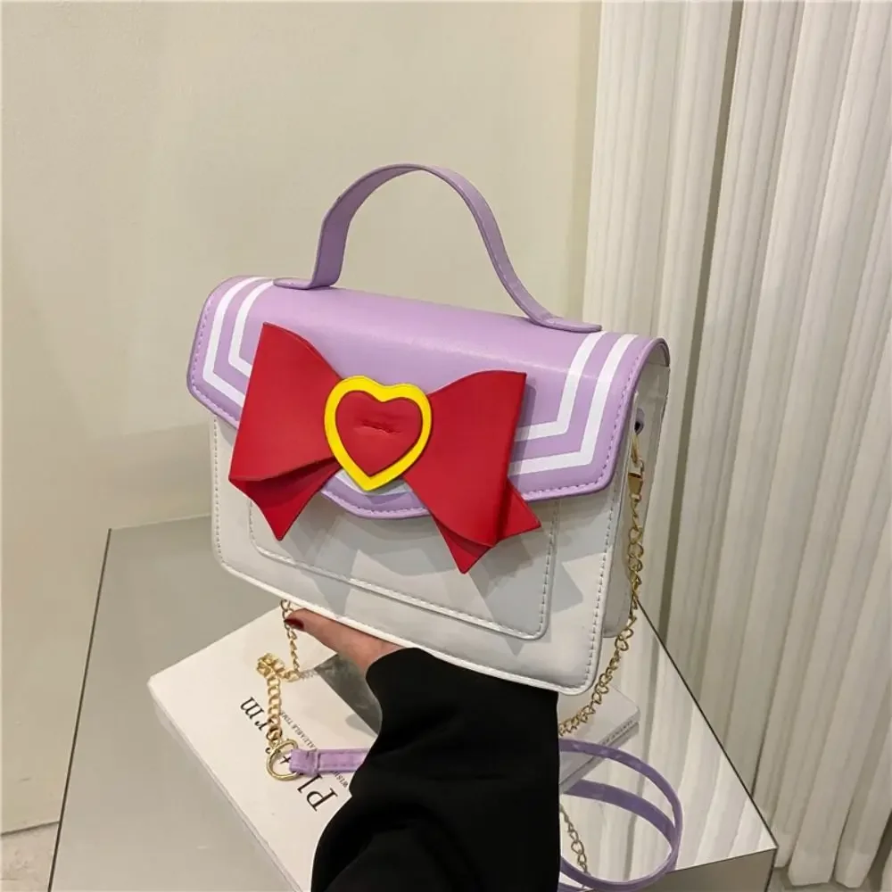 Moda minimalistyczna Kawaii Messenger o dużej pojemności Pu skórzane torby z łańcuszkiem jednokolorowe torebki pod pachami pojedyncza torba na ramię