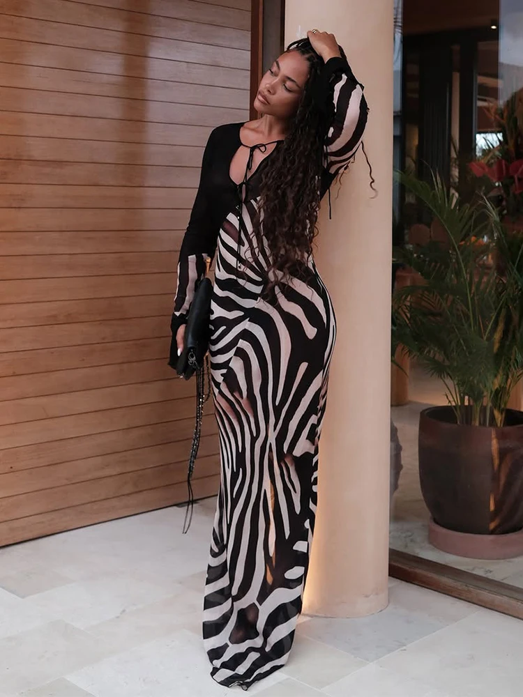 Vestido largo estampado con cuello Halter y hombros descubiertos, Vestido elegante con espalda descubierta para mujer, Vestido de fiesta Sexy de cintura alta para invitados de boda y vacaciones de verano 2025