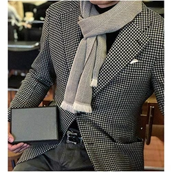 1 PCS British Style Fashion Houndstooth Blazers Men's New Slim Fit Business Office Wedding Dress Suit Jacket Formal Wear Tuxedo