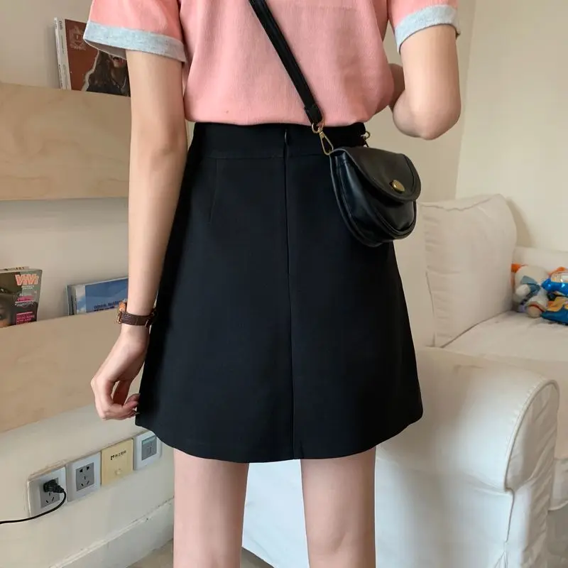 Skirts Women Side Buttons Pleated A-line Vintage Irregular Casual All-match High Waist OL Mini Skirt Graceful S-4XL New Arrival