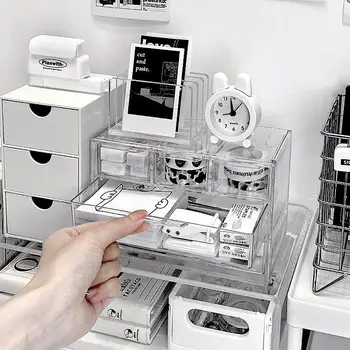 투명 미니멀리스트 보관함, 데스크톱 서랍 상자, 멀티 그리드 쥬얼리 정리 상자, 소형 보관함, 사무실 데스크톱 보관함 