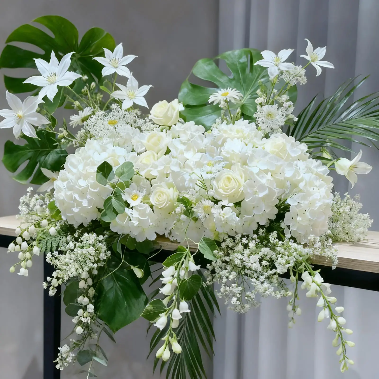 10 Stück Weiße Hortensien Künstliche Blumen mit Stielen Künstliche Hortensienblüten für Innenräume Hochzeit Party Tischdekoration – Detail 3