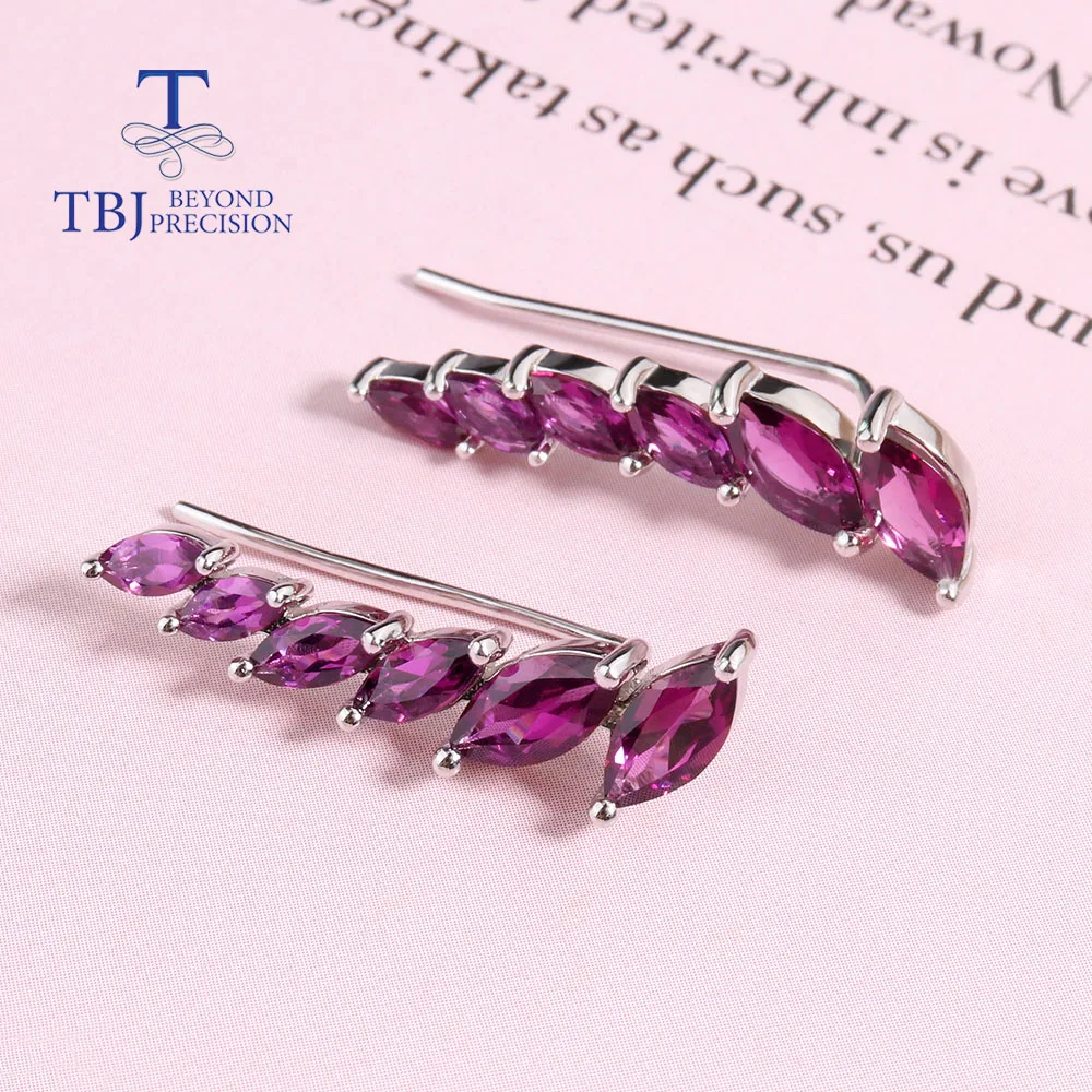 925 Sterling Silver Natural Gemstone Rhodolite Garnet Earrings Classic design women's fine jewelry