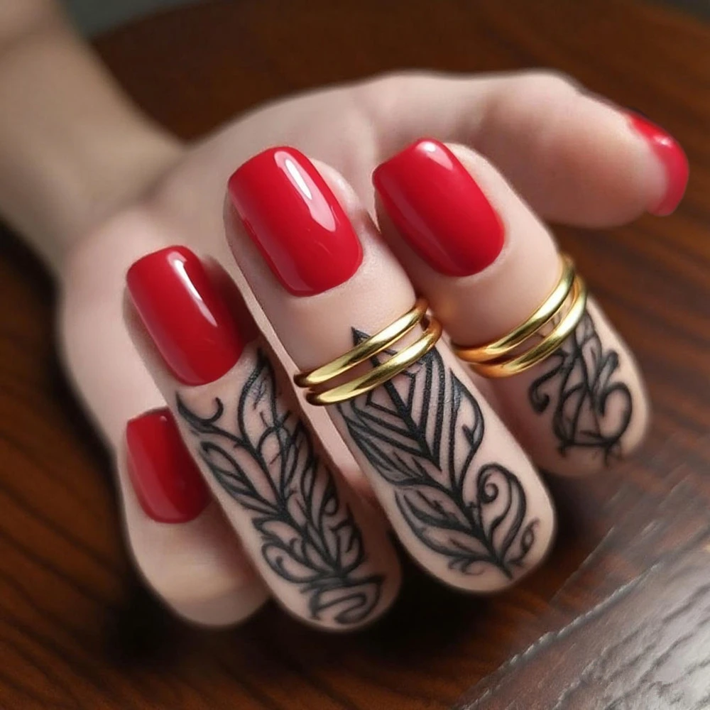 

48Pcs Shiny Red Short Fake Nails Press Ons With Glue Sticker Acrylic False Nails For Woman DIY Finger Tips Manicure Kits