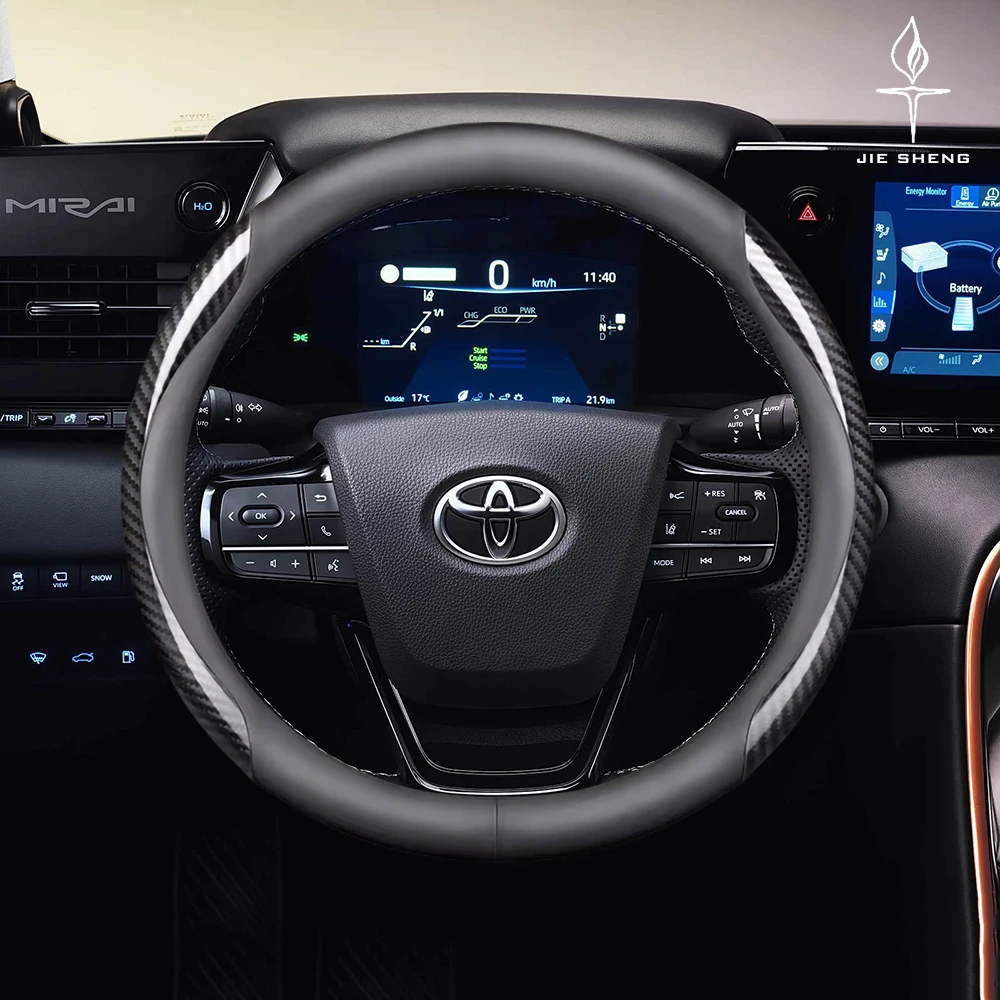 

Car Steering Wheel Cover For Toyota RAV4 Corolla Camry Frontier Supra C-HR Hilux Tacoma Prado Highlander Carbon Fiber Leather