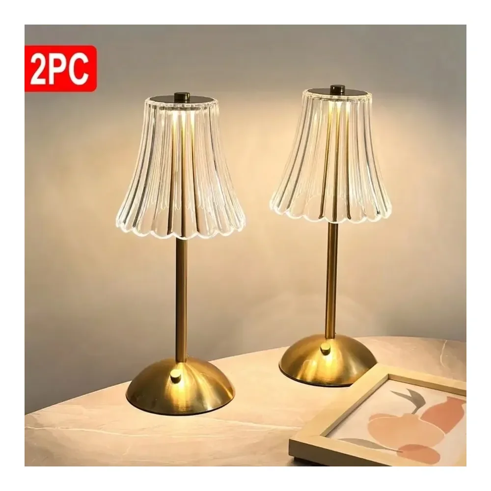 

Набор винтажных хрустальных настольных ламп со светодиодами и регулируемой яркостью, геометрическое настольное освещение, трехцветная регулируемая подсветка с зарядкой через USB, подходит для спальни