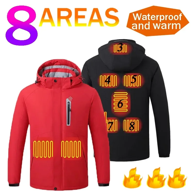 

Heated Jackets 8 Zone Men Fashion Waterproof Outdoor Coat Windbreaker USB Heating Hooded Jackets Hunting Jackets