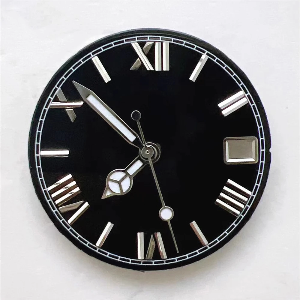 

NH35 Dial 28.5mm Roman Numerals 3D Scale Watch Dial Hands Set, Enamel Watch Face + Pointers for NH35 NH36 4R 7S Movement