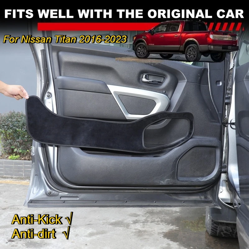 

For Nissan Titan 2016-2023 Velvet Car Door Anti-Kick Anti-dirt Panel Cover Trim Sticker Interior Car Accessories 4 pieces
