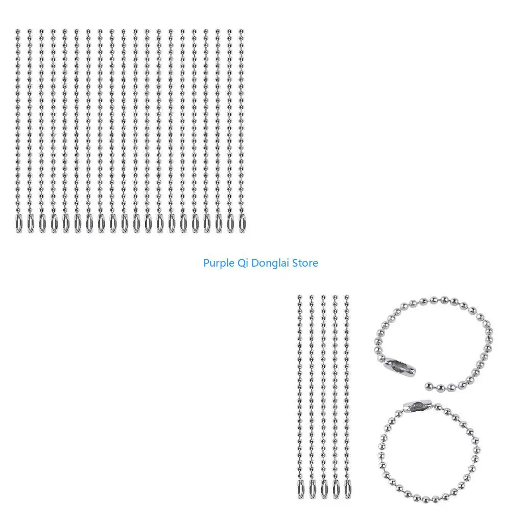 L21E Metal Ball Bead Chain with Matching Connectors for Necklace Jewelry Making Craft