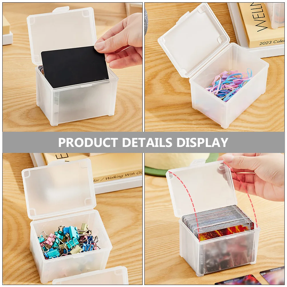 

2Pcs Small Clear Storage Boxes Plastic Card Organizer Mini Containers for Business Cards Game Cards Earrings Hairpins Jewelry