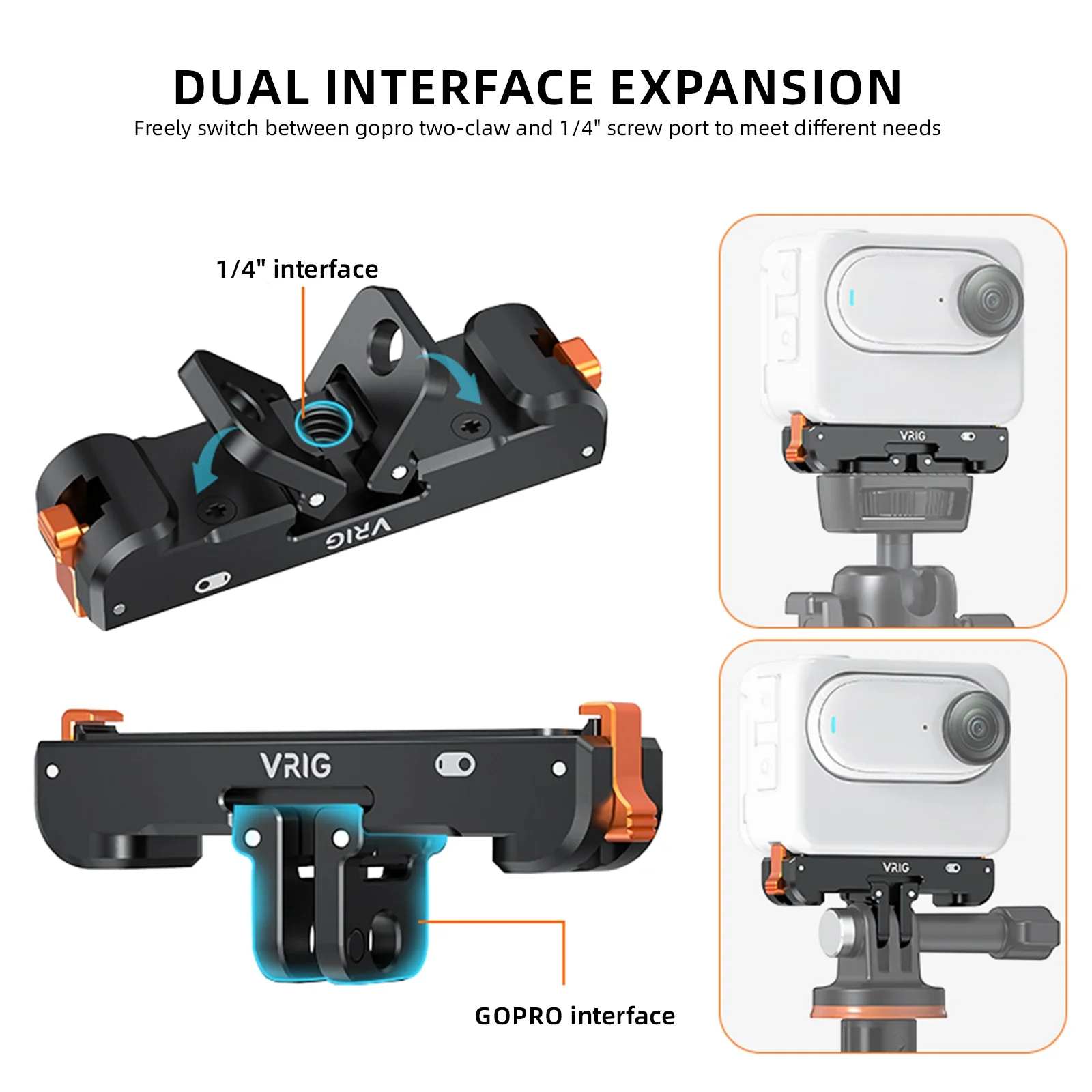 

VRIG UURIG Magnetic Quick Release Mount for Instan 360 GO3 / GO3S Action Camera Adapter 1/4 Threaded Mount for Tripod