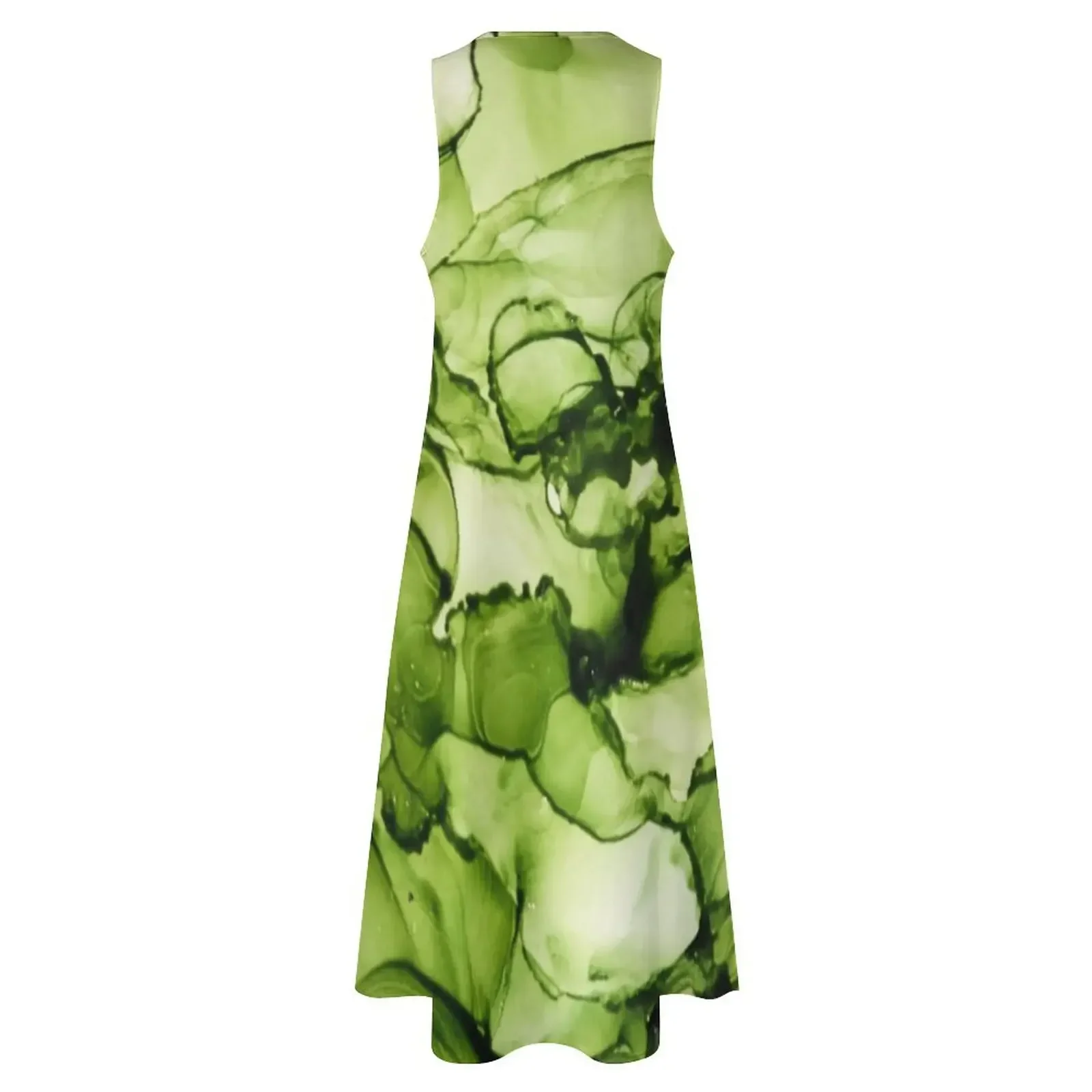 Camadas de tinta - Vestido longo verde vestido de noite vintage mulher vestidos de verão 2025