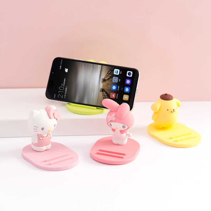 Kawaii Sanrio My Melody Cartoon Car anti-slip mobile phone bracket 2-speed adjustable angle Desktop Phone Socket doll Toys Gift