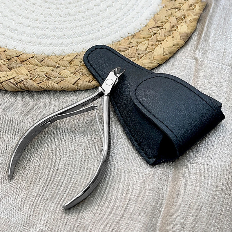 1PC Hasp Style V Shape PU Leather Scissors Protection Bag Nail Trim Cover Case Manicure Pedicure Tools