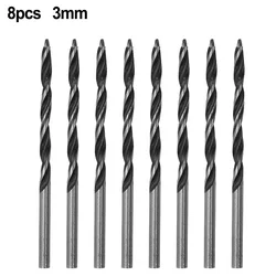 8Pcs Tri-point Drill Bits Spiral 3mm Diameter High Carbon Steel For Repair Home Wood Drilling Grinding Power Tools