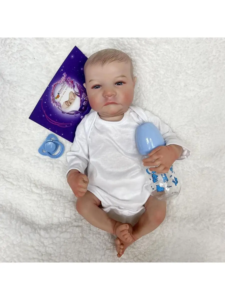 

New 16-inch full vinyl boy rebirth doll Levi Open Eyes Brush Hair handmade Rebirth Doll is a birthday gift for children.