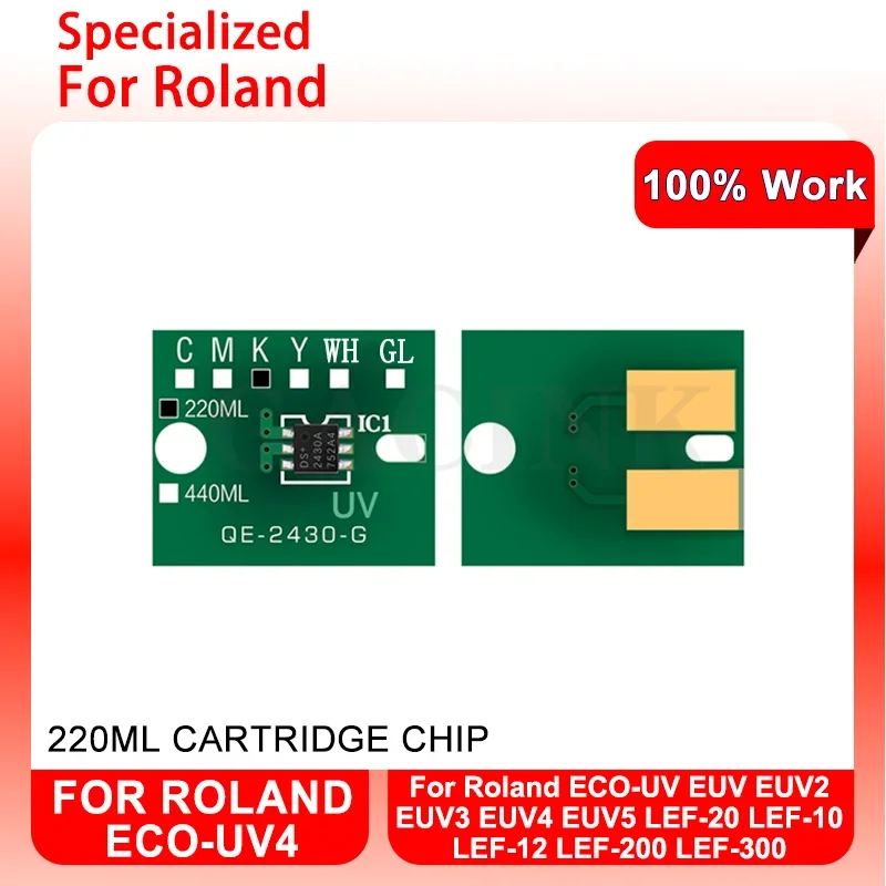 220ML Cartridge Chip For Roland ECO UV4 For Roland LEF-20 LEF-10 LEF-12 LEF-200 LEF-300 Printers For Roland EUV2 EUV3 EUV4 EUV5