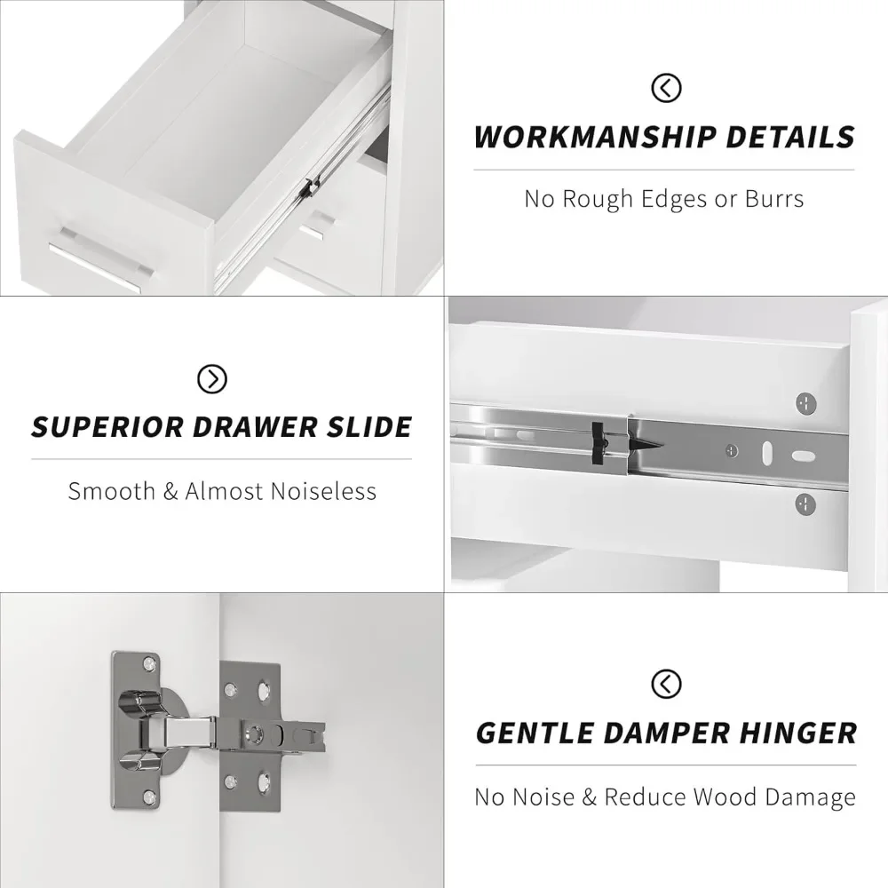 Acetone Resistant Manicure Table, Nail Tech Desk with Double Layered Design