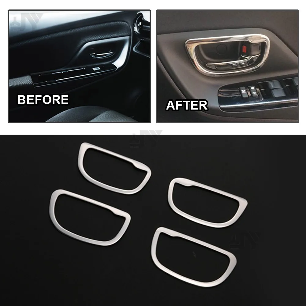 Car Decor Inner Door Bezel for Toyota Vitz/Yaris 130 2017~ Stainless Steel Styling Car Door Protector Stickers Auto Accessories