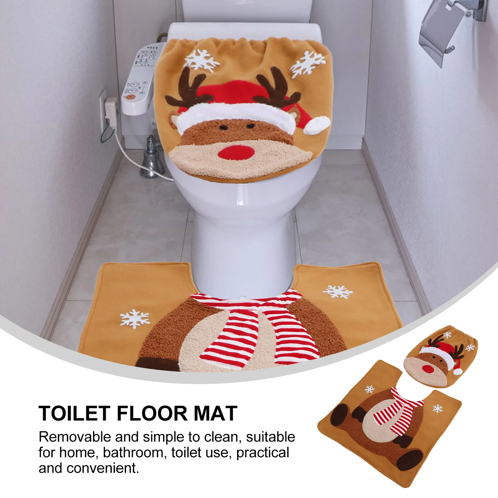 

Christmas Toilet Elk Cover Decor Decorative Covers Non-slip Lid Protector Xmas Decorations