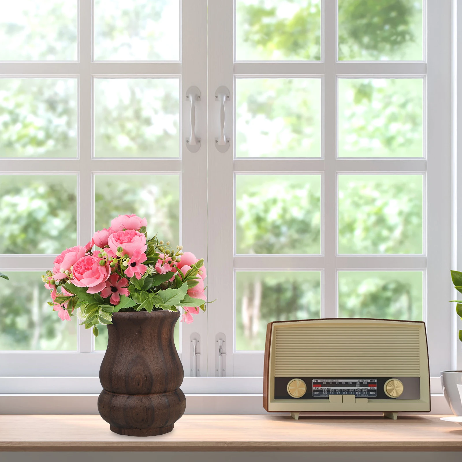 

Wooden Flower Floral Vintage Desk Centerpiece Modern Plant Pot Wood Vintage Style Vase Flower Vase Hydroponics Home
