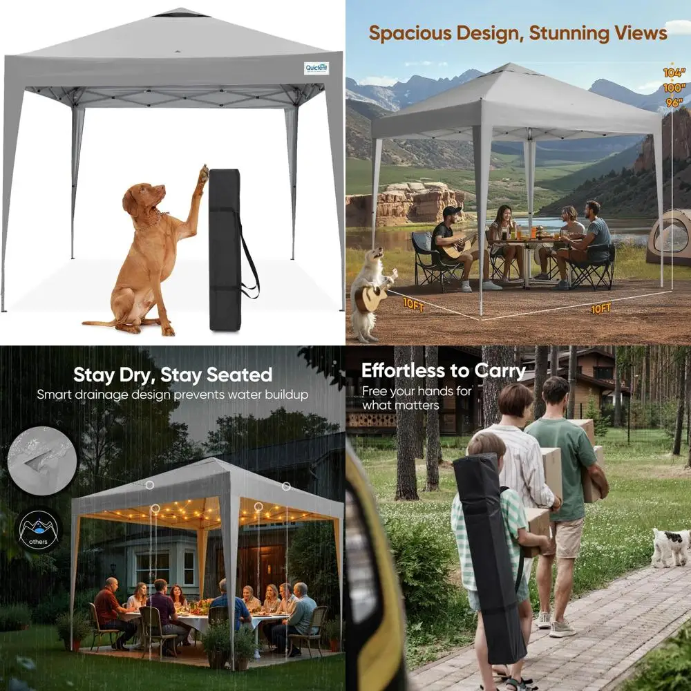 

Выдвижная палатка с навесом быстрого приготовления 10x10 — водонепроницаемая, с защитой от ультрафиолета, портативная беседка, идеально подходящая для мероприятий на открытом воздухе и использования на 1 человека.