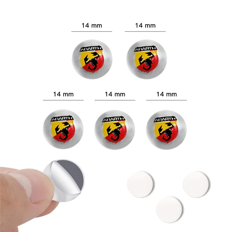 5/10 pcs For Abarth 14mm Aluminum Car Key Chain Key Case Emblem Badge Key Fob Decoration Auto Key Symbol Sticker Accessories