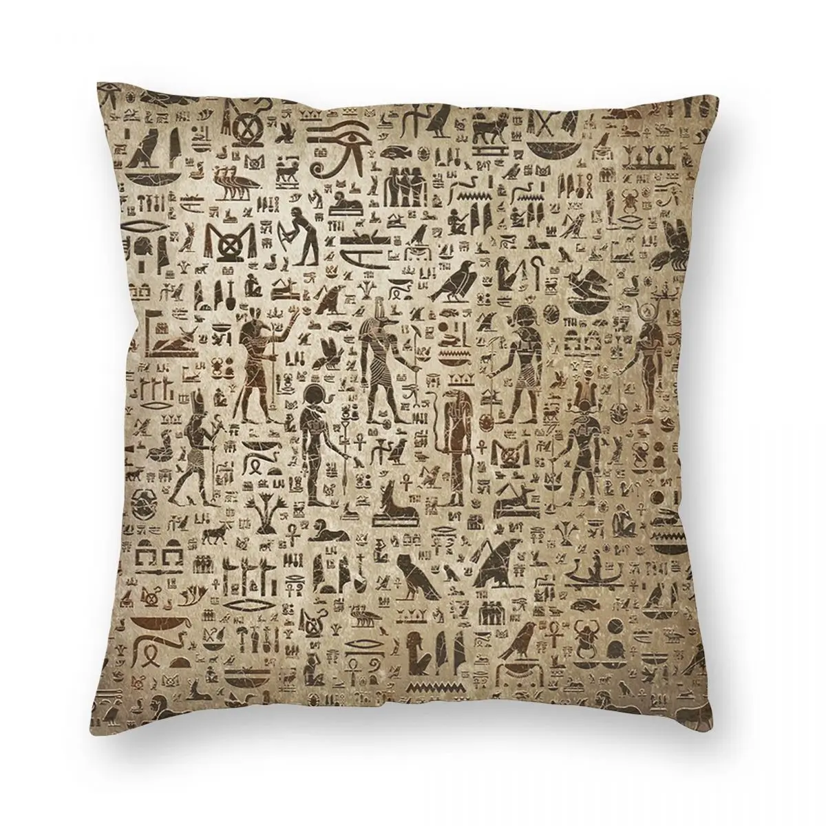 Ancient Egyptian Print Hieroglyphs Square Pillowcase Pillow Cover Cushion Zip Decorative Comfort Throw Pillow for Home Sofa