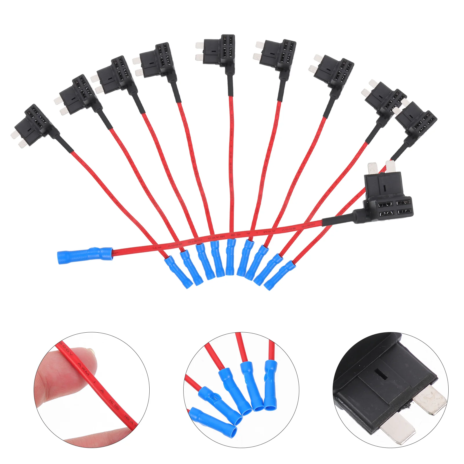 10 Pcs Electric Take-off Point Line Standard Fuse Holder Kit Cars Wire In-Line Abs Circuit Socket Tap