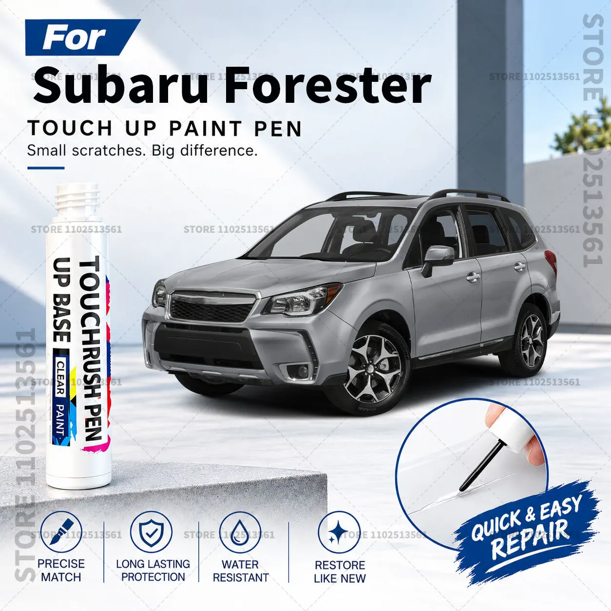 For Subaru Forester White Automotive Paint Pen Car Scratch Remover Touch Up Repair Pen DIY Vehicle Paint Repair Tool Accessories
