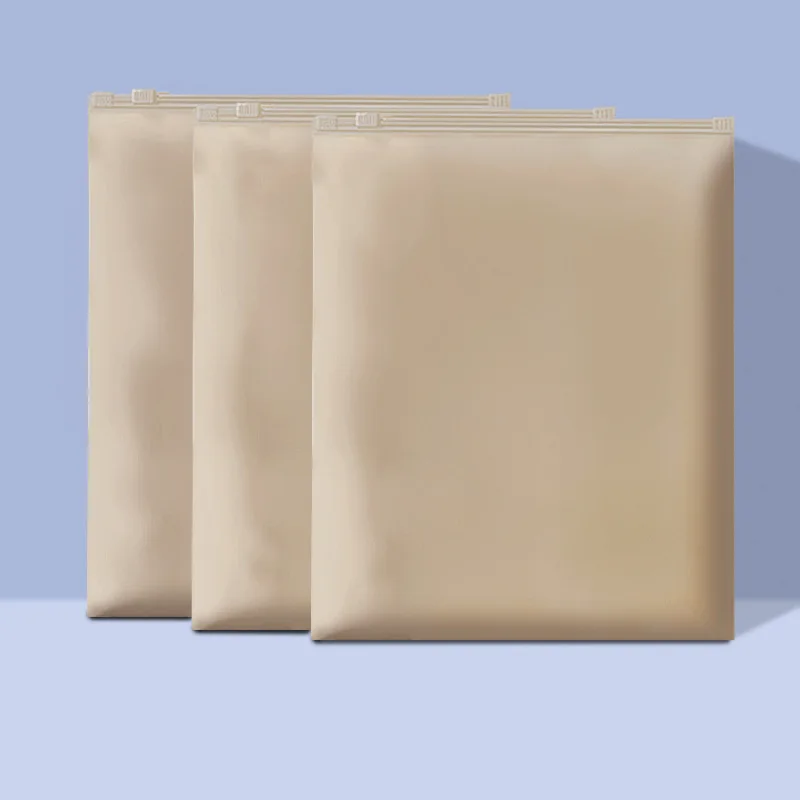 TETP 50Pcs Beige Frosted Zipper Bags Antiglare Home Travel Underwear Panties T-shirt Packaging Personal Goods Storage Organizer