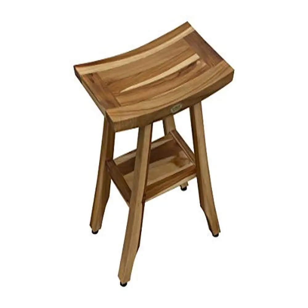 Teak Shower Bench with Anti-Slip Feet and Adjustable Rubber Pads Wet Environments Solid Teak Wood Shower Chair Spa Bench Bath