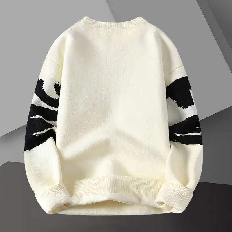 Letter Contrast Printing Sweater Pullover Crew Neck Men Sweter Korean Sweater Designer Fashion Knit  Pullover Sweater Noel Kazak