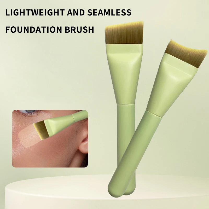 Pincel de base crescente ultrafino, leve, pincel de contorno facial, cabo verde, ferramenta de creme de base mista