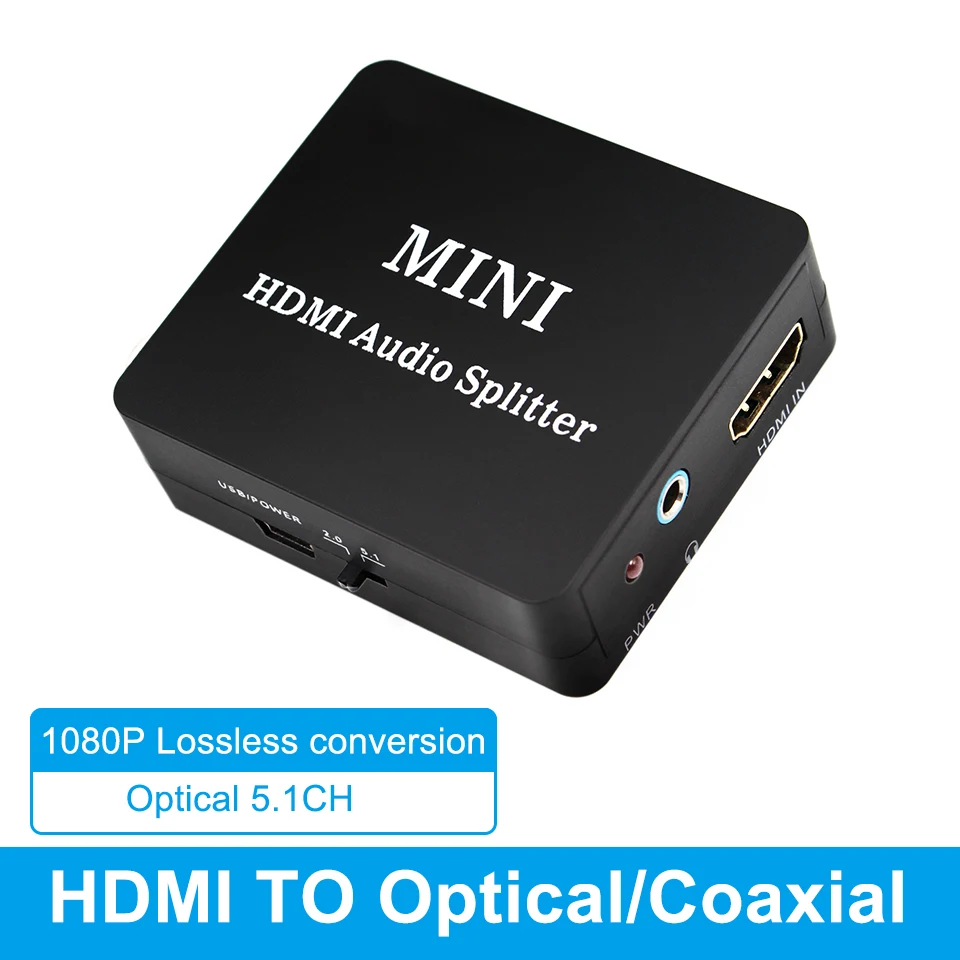 HDMI-compatible to HDMI-compatible SPDIF,COAXIAL,EARPHONE , 2CH/5.1CH ,Audio Extractor Converter Audio Splitter with usb cable