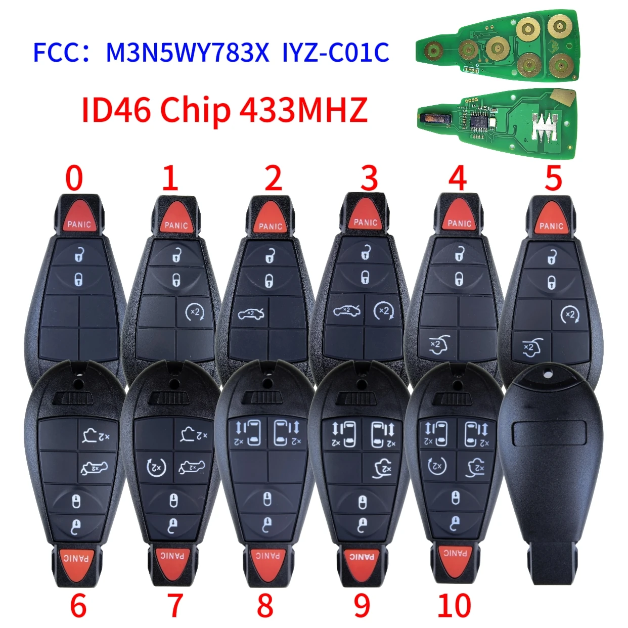 

Jingxin 433Mhz 7941Chip Remote Car Key M3N5WY783X For Chrysler Town & Country Jeep Grand Cherokee Dodge Caravan Journey IYZ-C01C
