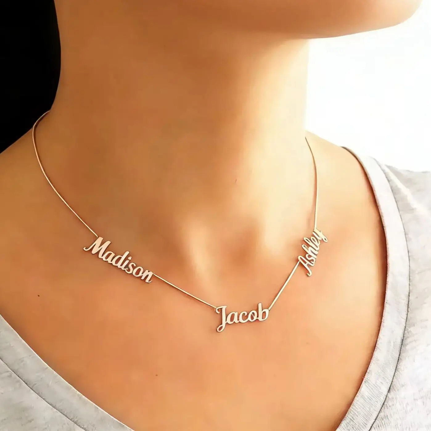

Custom Name Necklace for Women Stainless Steel Multiple Names Plate Pendant Jewelry Gift Personalized Family Initials Necklaces
