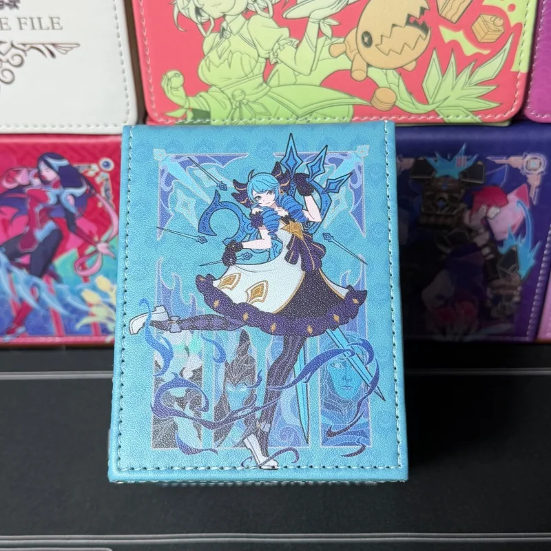 Geeignet für TCG Riftbounds Gwen Theme Magnetische Leder-Kartenbox mit Fenster DIY Selbstgemachte OPCG OCG Spiel-Sammelkarten-Aufbewahrungsbox