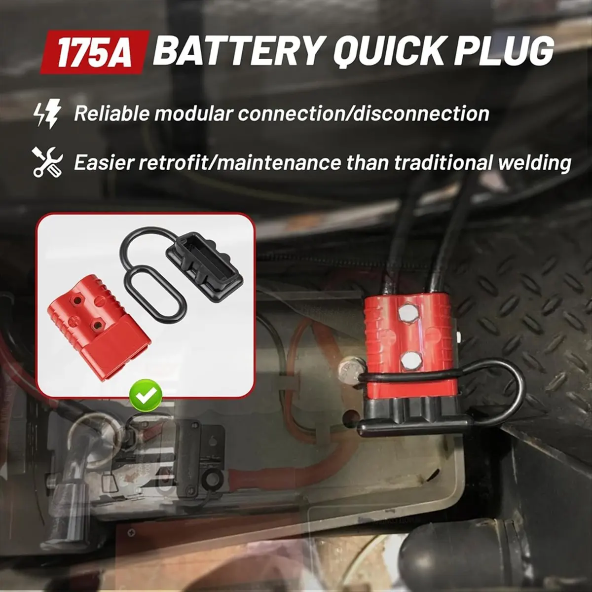 2PCS Battery Quick Connector 2-4 AWG Jumper Cable Plug Flame-Retardant Type Plug Power Quickly Connect 50A