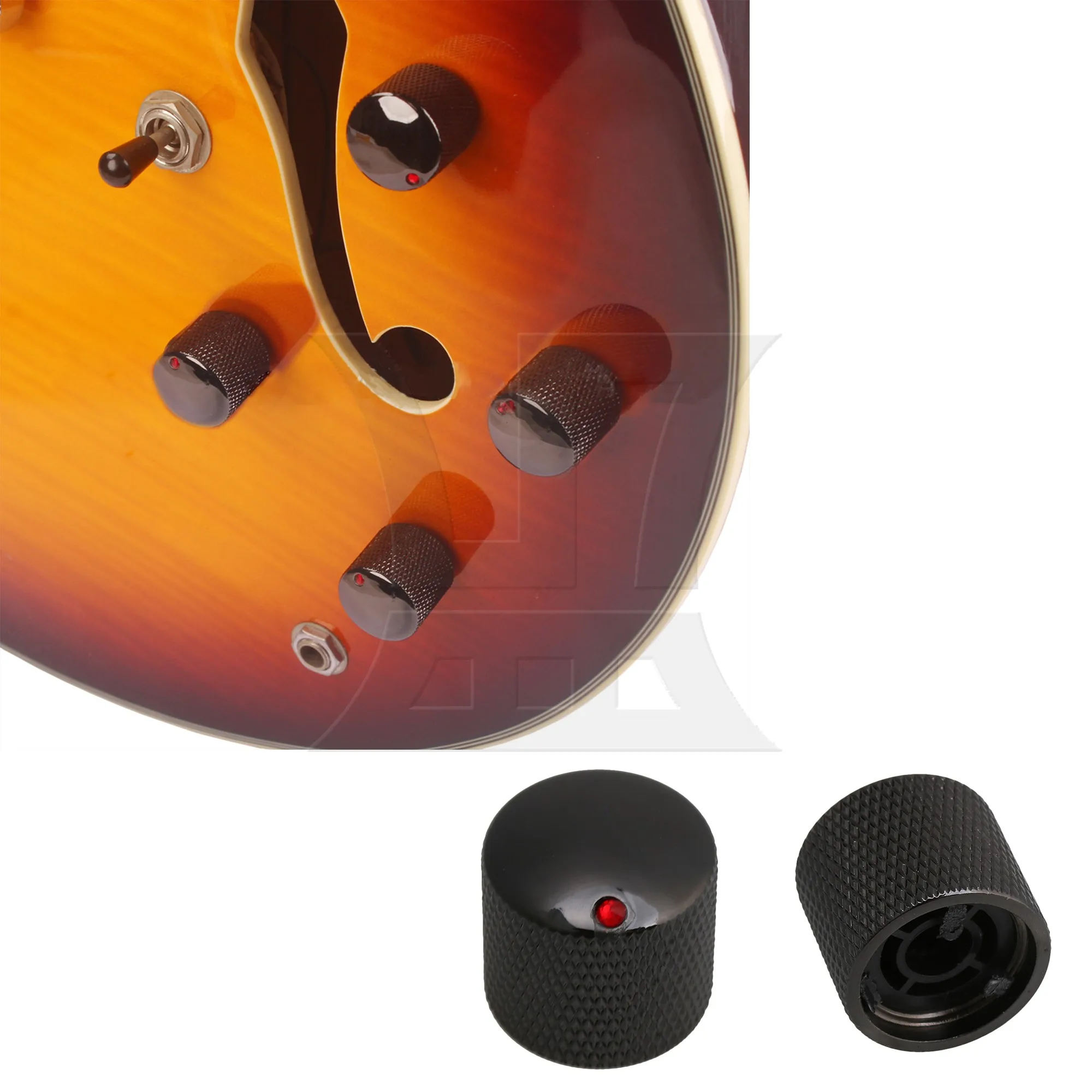 

Металлические кнобы Yibuy 4x с рифленой ручкой, черные, для электрогитары