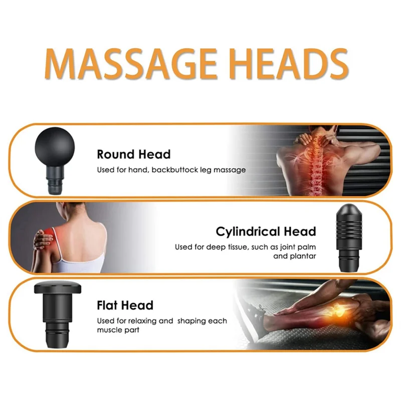 

Massage Gun Heads, Replaceable Massage Gun Attachments 9 Different Muscle Massage Heads Deep Tissue