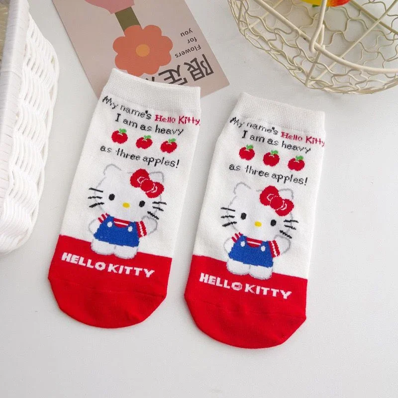 Chaussettes courtes en coton de dessin animé pour enfants, version printemps et automne, chaussettes mignonnes pour filles, accessoires vestisensparent-enfant, HelloKitty