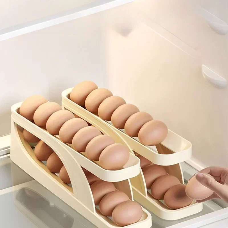 

New Automatic Rolling Egg Holder Rack Fridge Egg Storage Box Egg Container Kitchen Refrigerator Dispenser Fridge