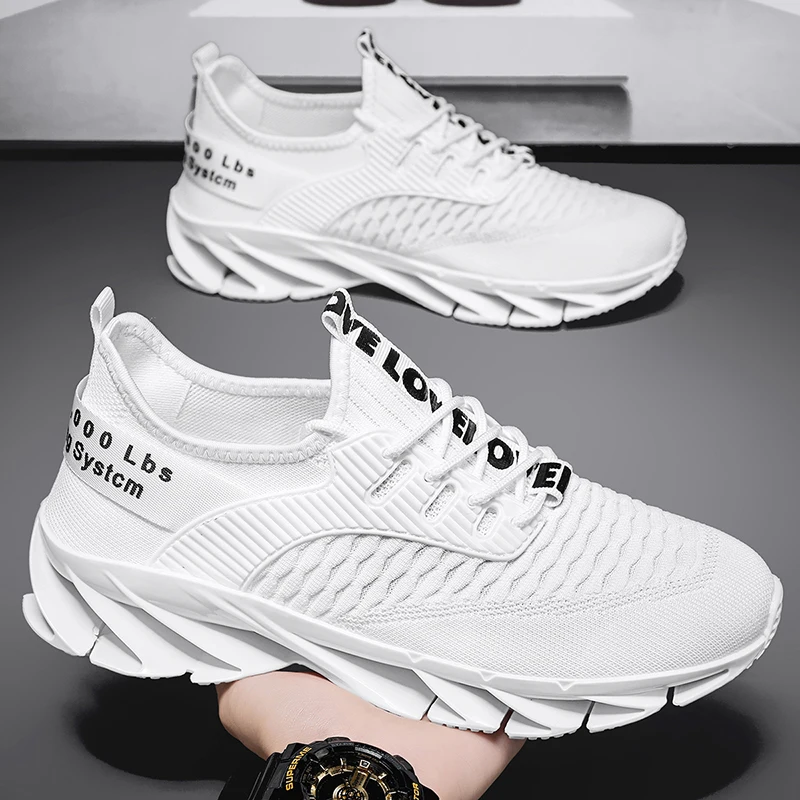 Men's plus size sports running flying woven blade sole cold adhesive men's shoes