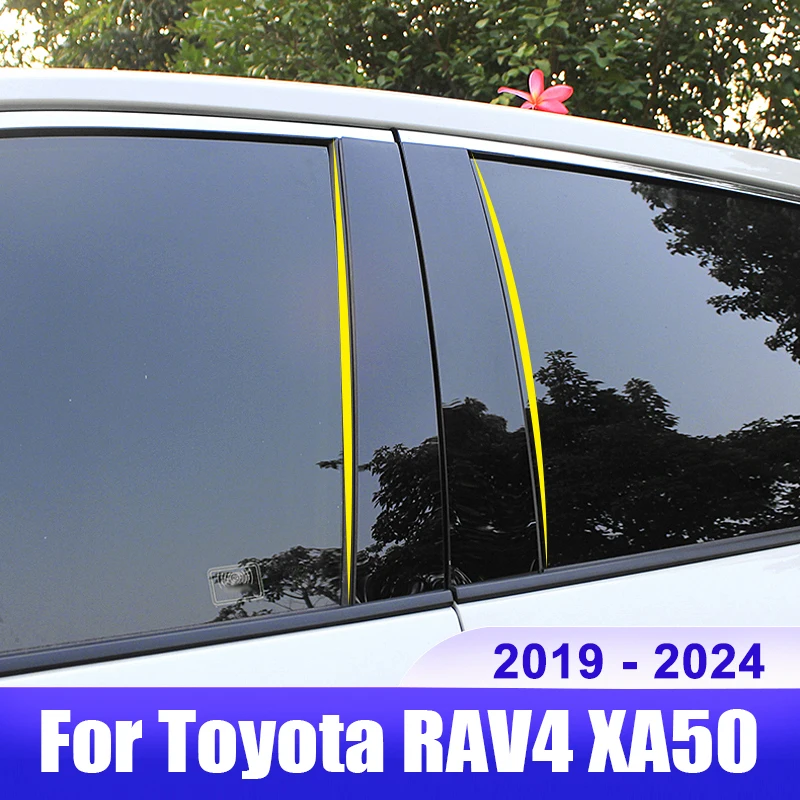 

For Toyota RAV4 XA50 2019 2020 2021 2022 2023 2024 RAV 4 Hybrid Car Pillar Posts Door Window Trim Cover Sticker Accessories