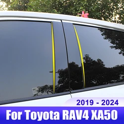 For Toyota RAV4 XA50 2019 2020 2021 2022 2023 2024 RAV 4 Hybrid Car Pillar Posts Door Window Trim Cover Sticker Accessories
